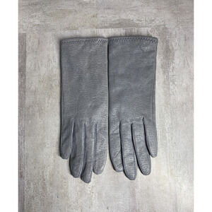 Vtg Genuine Leather Gloves Womens Medium Gray Perforated Lined Winter Classic